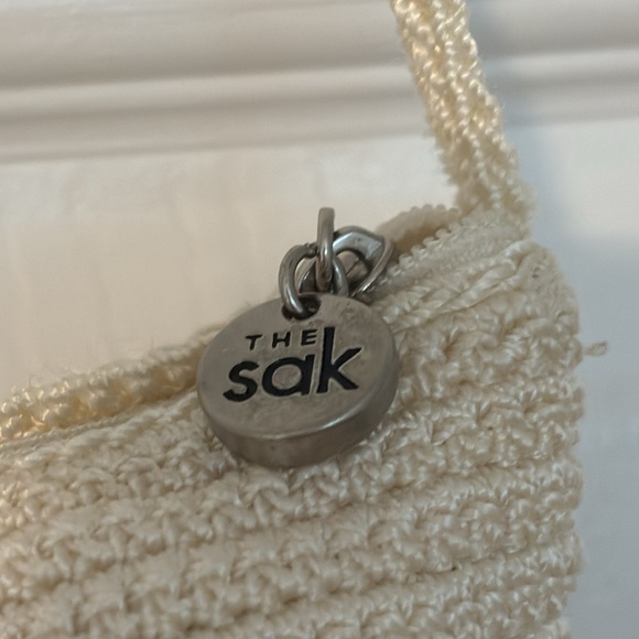 THE SAK woven lined mini purse bag crochet handle interior zippered pocket cream - Picture 3 of 15